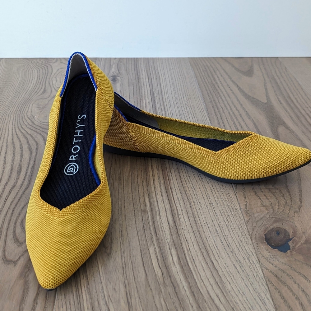 Rothy's Mustard Yellow Pointed-Toe Flats